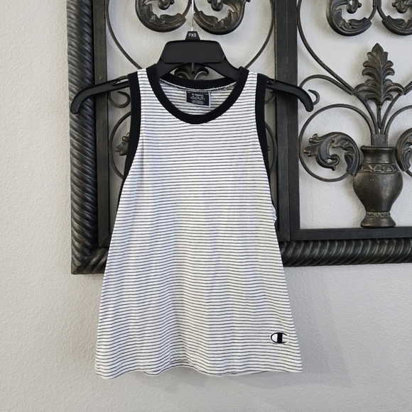 Champion Tops - Champion Black and White Striped Tank Top
